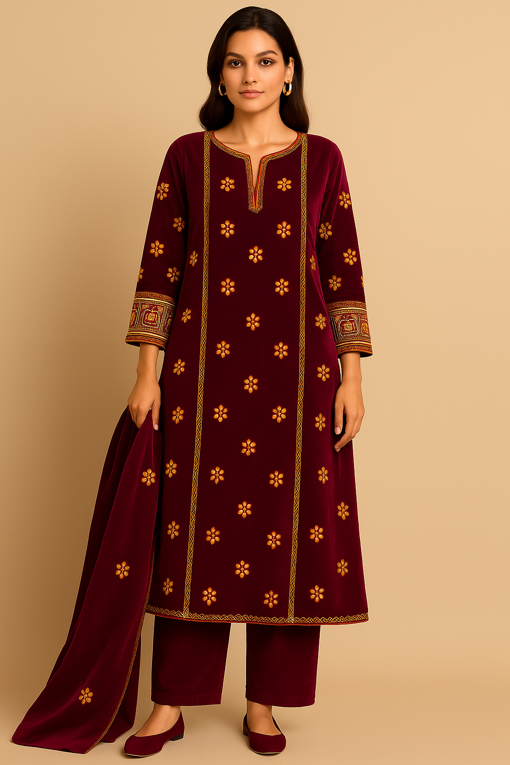 2-Piece Ethnic Ready to Wear Embroidered Dress
