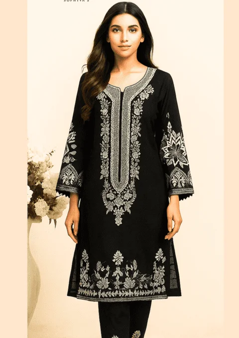 2 Piece Embroidered Dress – Sophiya's Collection